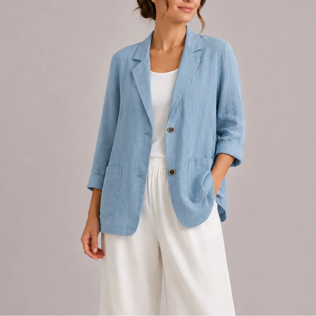 Dames Casual Blazer – Effen Blazer met Losvallende Pasvorm