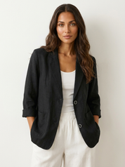 Dames Casual Blazer – Effen Blazer met Losvallende Pasvorm