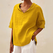 Dames Casual Blouse – Losvallend met V-Hals en Halflange Mouwen Bruin / S - AIDA LENA