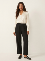 Dames Casual Broek – Elastische Hoge Taille met Rechte Pijpen Groen / S - AIDA LENA
