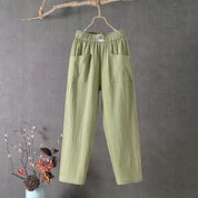 Dames Casual Broek – Elastische Hoge Taille met Rechte Pijpen Groen / S - AIDA LENA