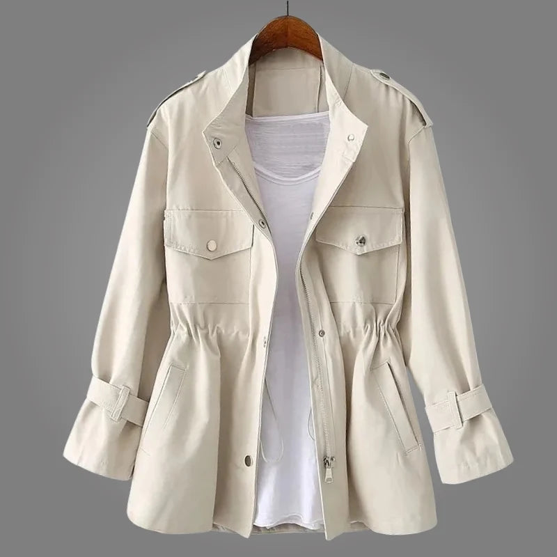 Dames Casual Jas – Lichtgewicht Jas met Taille en Ritssluiting