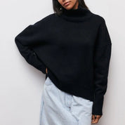 Dames Coltrui – Gebreide Oversized Trui met Hoge Col