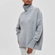 Dames Coltrui – Gebreide Oversized Trui met Hoge Col