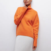 Dames Coltrui – Gebreide Oversized Trui met Hoge Col
