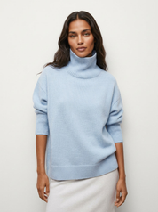 Dames Coltrui – Gebreide Oversized Trui met Hoge Col
