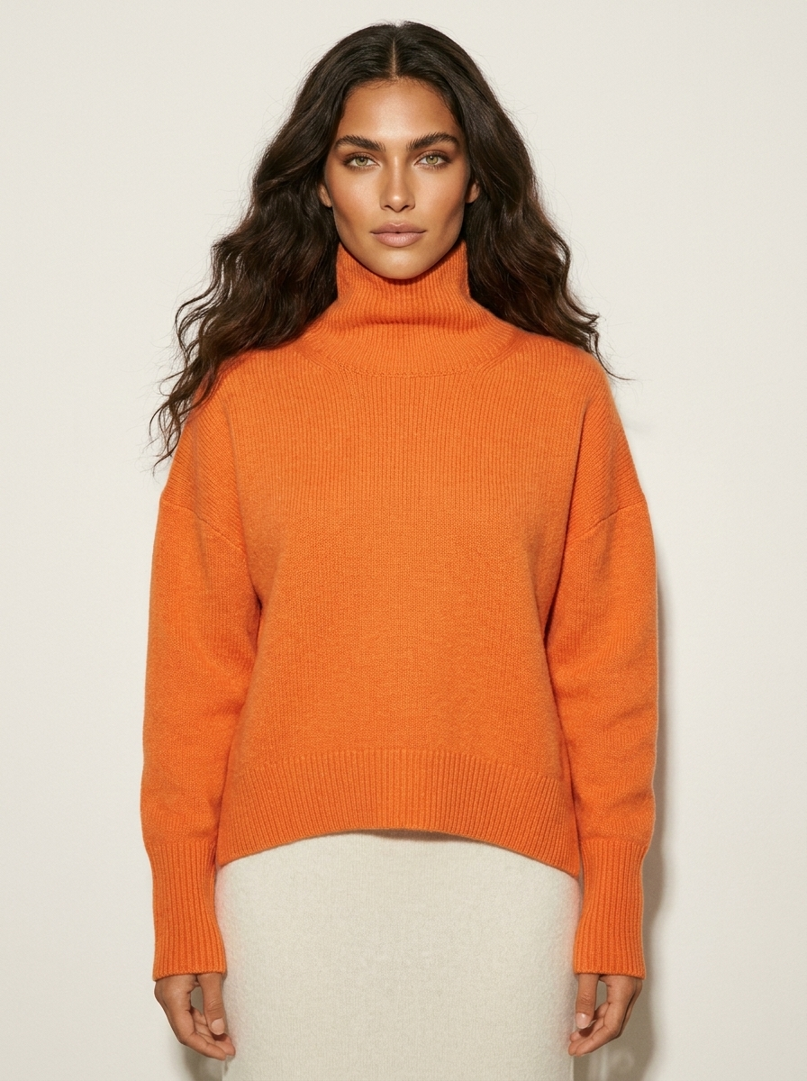Dames Coltrui – Gebreide Oversized Trui met Hoge Col