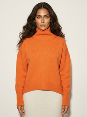 Dames Coltrui – Gebreide Oversized Trui met Hoge Col