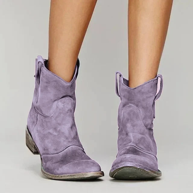 Dames Cowboy Enkellaarsjes – Western Model met Blokhak