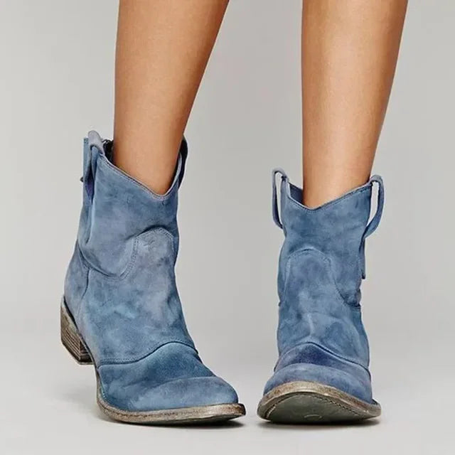 Dames Cowboy Enkellaarsjes – Western Model met Blokhak