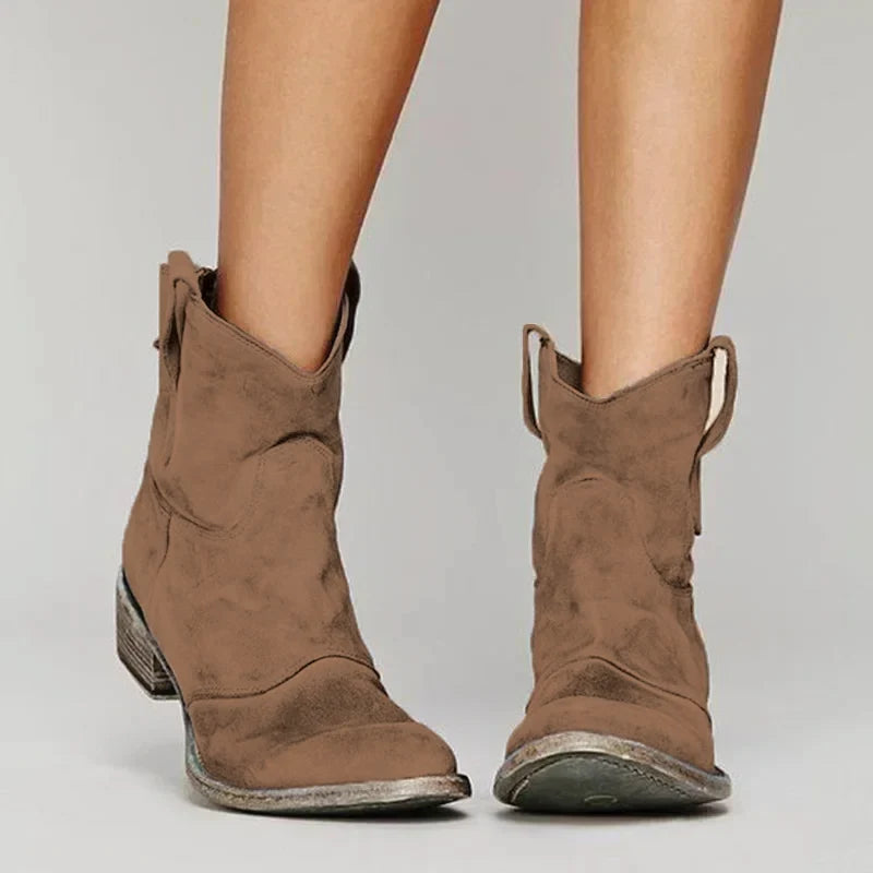 Dames Cowboy Enkellaarsjes – Western Model met Blokhak