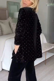 Dames Fluwelen Blazer – Zwarte Blazer met Strassdetails