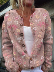 Dames Gebreid Vest – Kleurrijk Patroon met Knopen