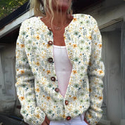 Dames Gebreid Vest – Kleurrijk Patroon met Knopen