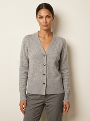 Dames Gebreid Vest – V-Hals met Hartvormige Knopen Zwart / S - AIDA LENA