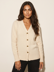 Dames Gebreid Vest – V-Hals met Hartvormige Knopen Zwart / S - AIDA LENA