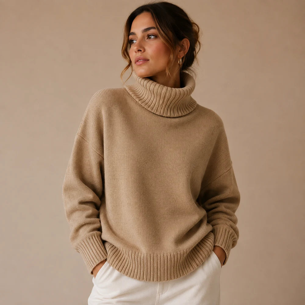 Dames Gebreide Coltrui – Losvallend met Lange Mouwen Blauw / S - AIDA LENA
