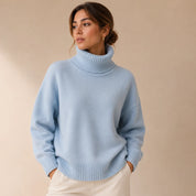 Dames Gebreide Coltrui – Losvallend met Lange Mouwen Blauw / S - AIDA LENA