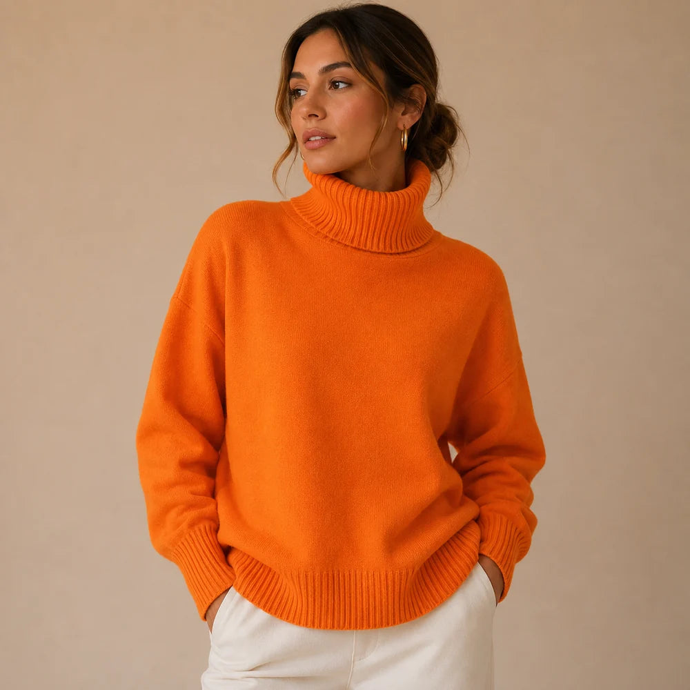 Dames Gebreide Coltrui – Losvallend met Lange Mouwen Blauw / S - AIDA LENA