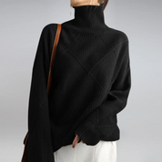 Dames Gebreide Coltrui – Ruitdetail met Lange Mouwen