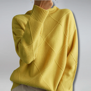 Dames Gebreide Coltrui – Ruitdetail met Lange Mouwen