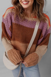 Dames Gebreide Trui – Gestreept Design met Ronde Hals S - AIDA LENA