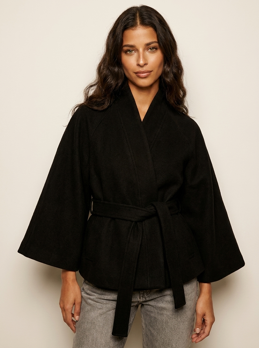 Dames Cape Jas – Luxe Breasted Korte Jas