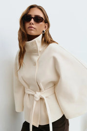 Dames Cape Jas – Luxe Breasted Korte Jas