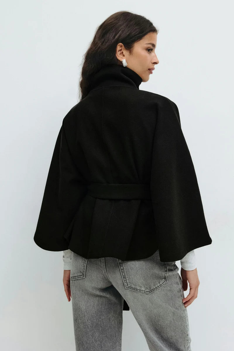 Dames Cape Jas – Luxe Breasted Korte Jas