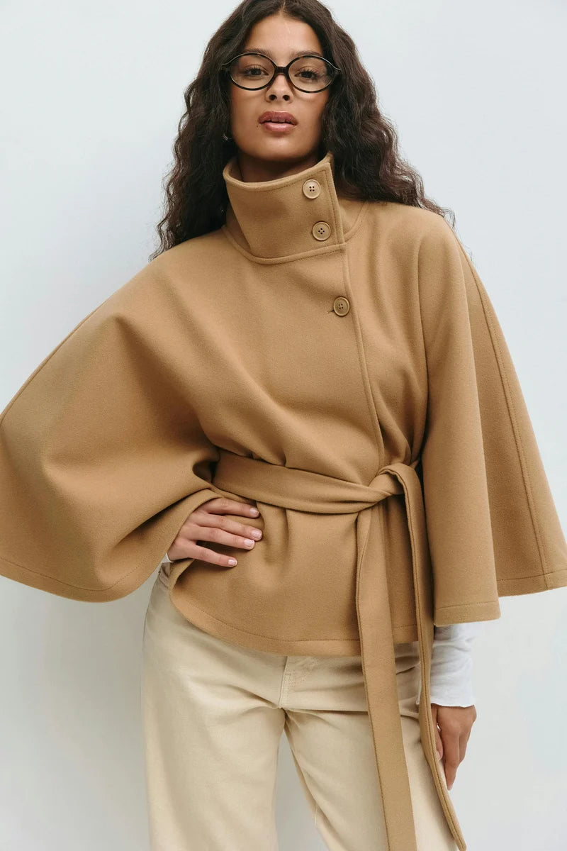 Dames Cape Jas – Luxe Breasted Korte Jas