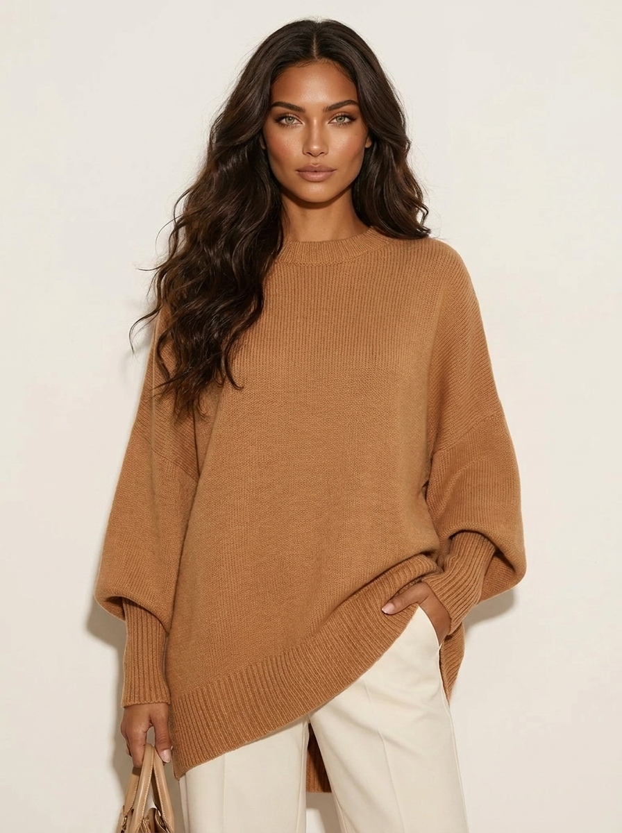 Dames Gebreide Trui – Oversized Model met Ronde Hals