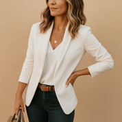 Dames Getailleerde Blazer – Effen Model met Lange Mouwen