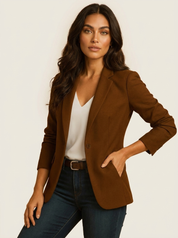 Dames Getailleerde Blazer – Effen Model met Lange Mouwen