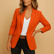 Dames Getailleerde Blazer – Effen Model met Lange Mouwen