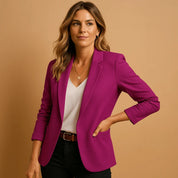 Dames Getailleerde Blazer – Effen Model met Lange Mouwen