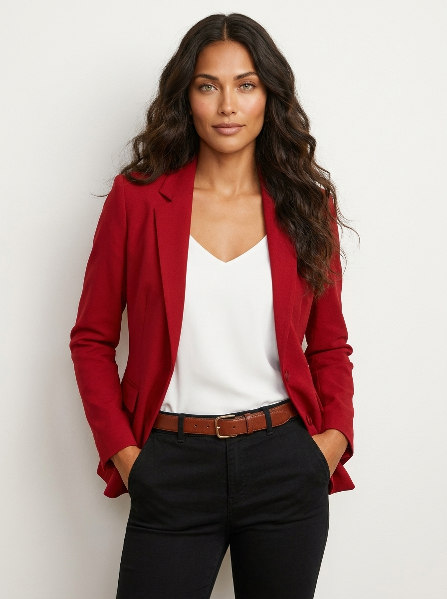 Dames Getailleerde Blazer – Effen Model met Lange Mouwen