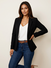 Dames Getailleerde Blazer – Effen Model met Lange Mouwen