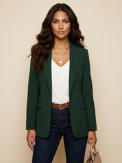 Dames Getailleerde Blazer – Effen Model met Lange Mouwen