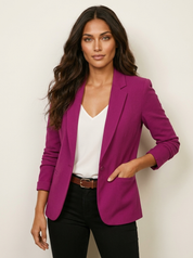 Dames Getailleerde Blazer – Effen Model met Lange Mouwen