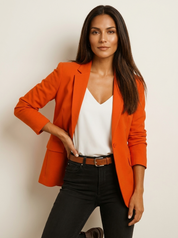 Dames Getailleerde Blazer – Effen Model met Lange Mouwen