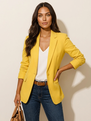 Dames Getailleerde Blazer – Effen Model met Lange Mouwen