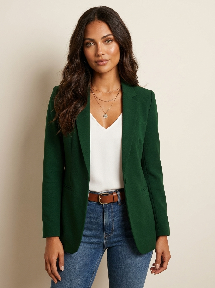 Dames Getailleerde Blazer – Effen Model met Lange Mouwen