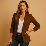 Dames Getailleerde Blazer – Effen Model met Lange Mouwen