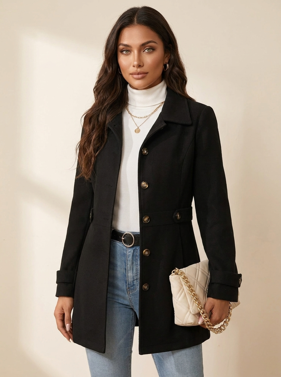 Dames Getailleerde Jas – Klassiek Model met Knoopsluiting
