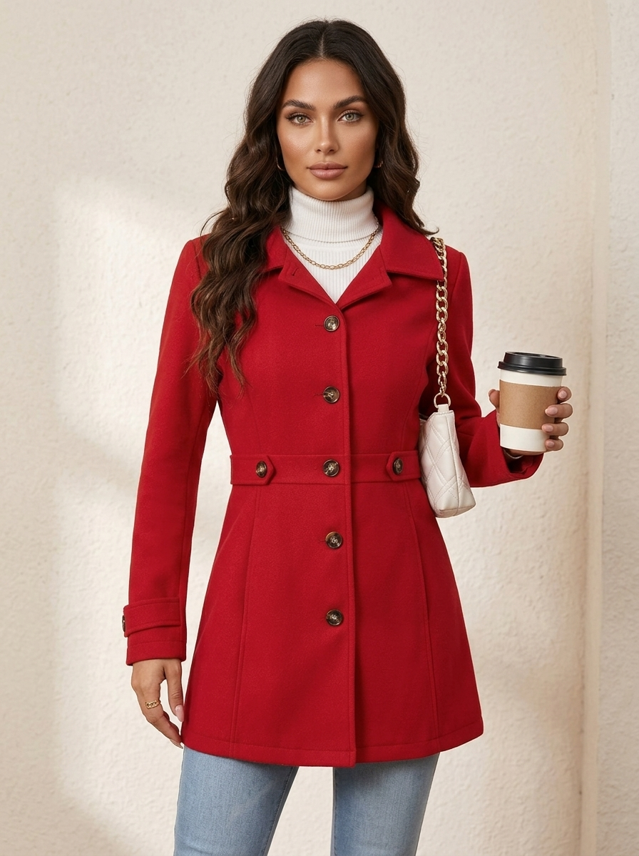 Dames Getailleerde Jas – Klassiek Model met Knoopsluiting