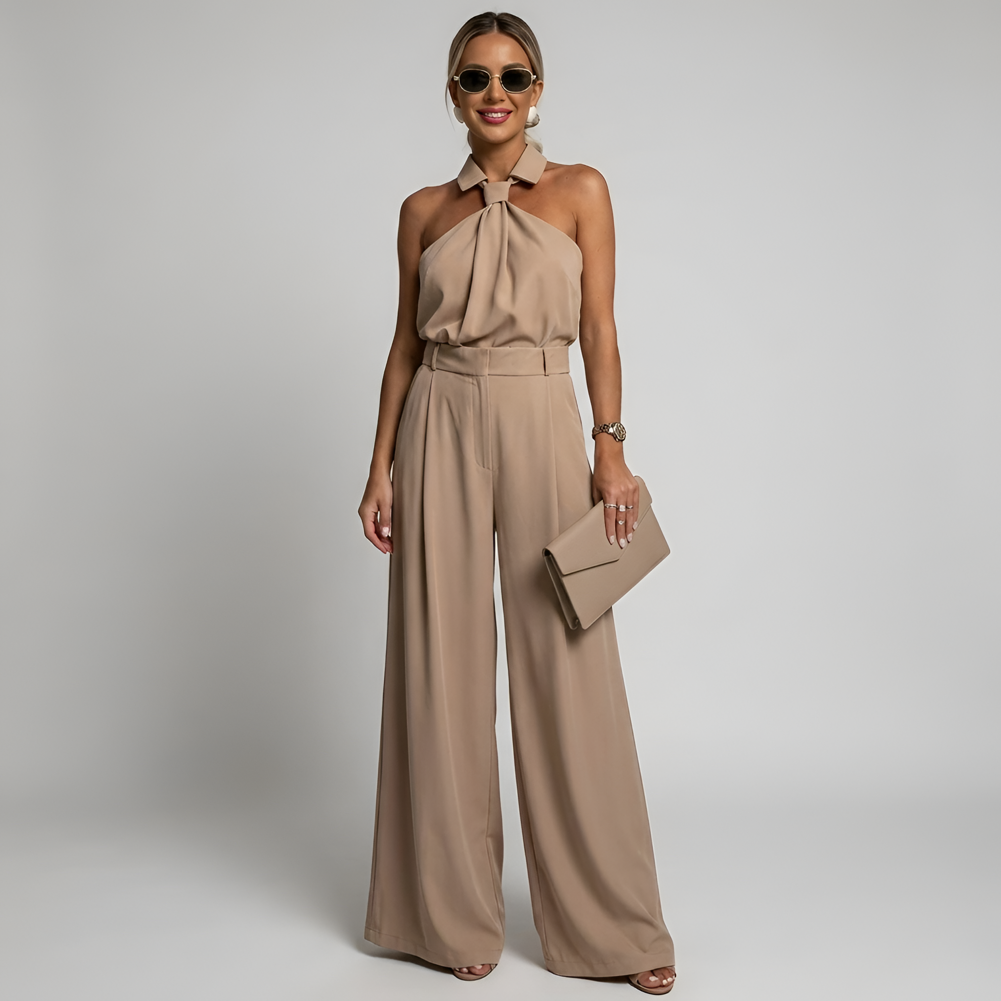 Elegant halter jumpsuit with wide legs - Amélie