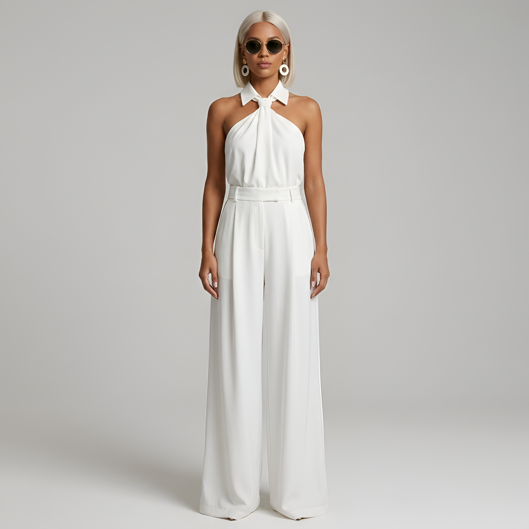 Elegant halter jumpsuit with wide legs - Amélie