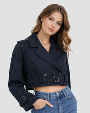 Dames Korte Trenchcoat – Getailleerd met Ceintuur en Knopen