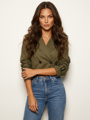 Dames Korte Trenchcoat – Getailleerd met Ceintuur en Knopen