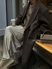 Dames Lange Jas – Oversized Model met Dubbele Knoopsluiting